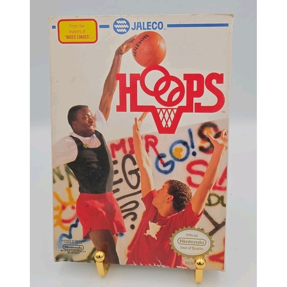 Hoops Nintendo NES 1989 Jaleco Basketball Video Game CIB Complete In Box